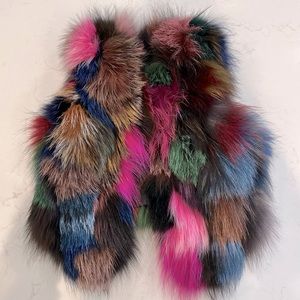 Toddler girls genuine fox fur vest jacket - fits like 3T